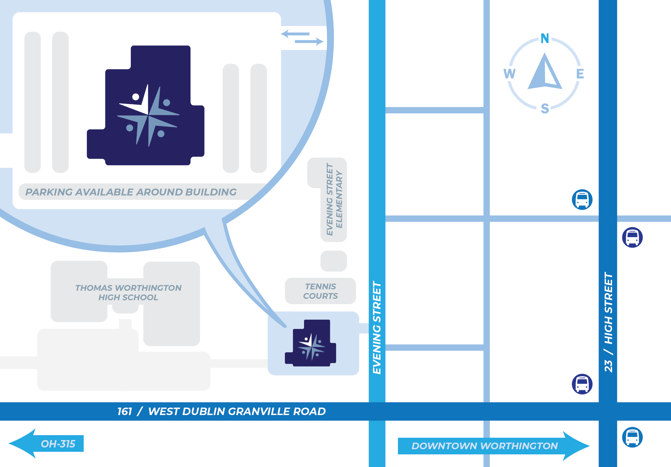 A detailed map for parking at the McConnell Arts Center